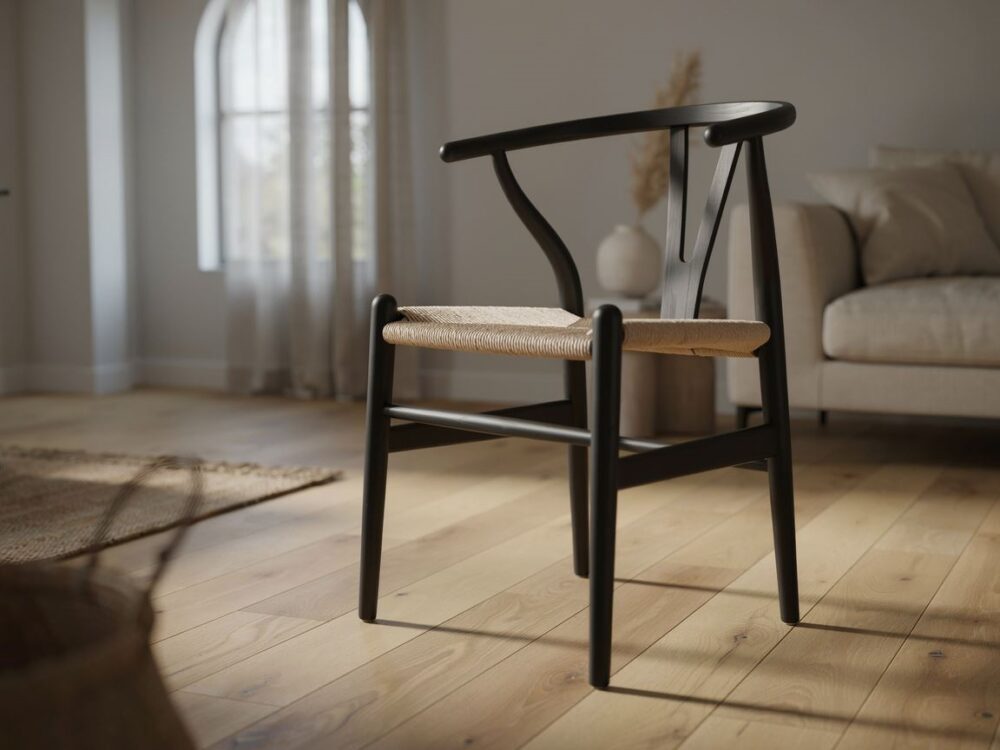 minimalistyczne krzesło wishbone
