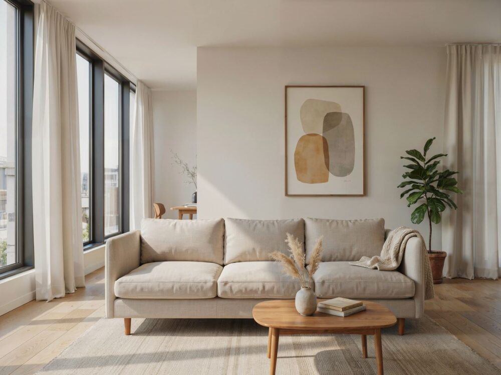 sofa w centrum salonu
