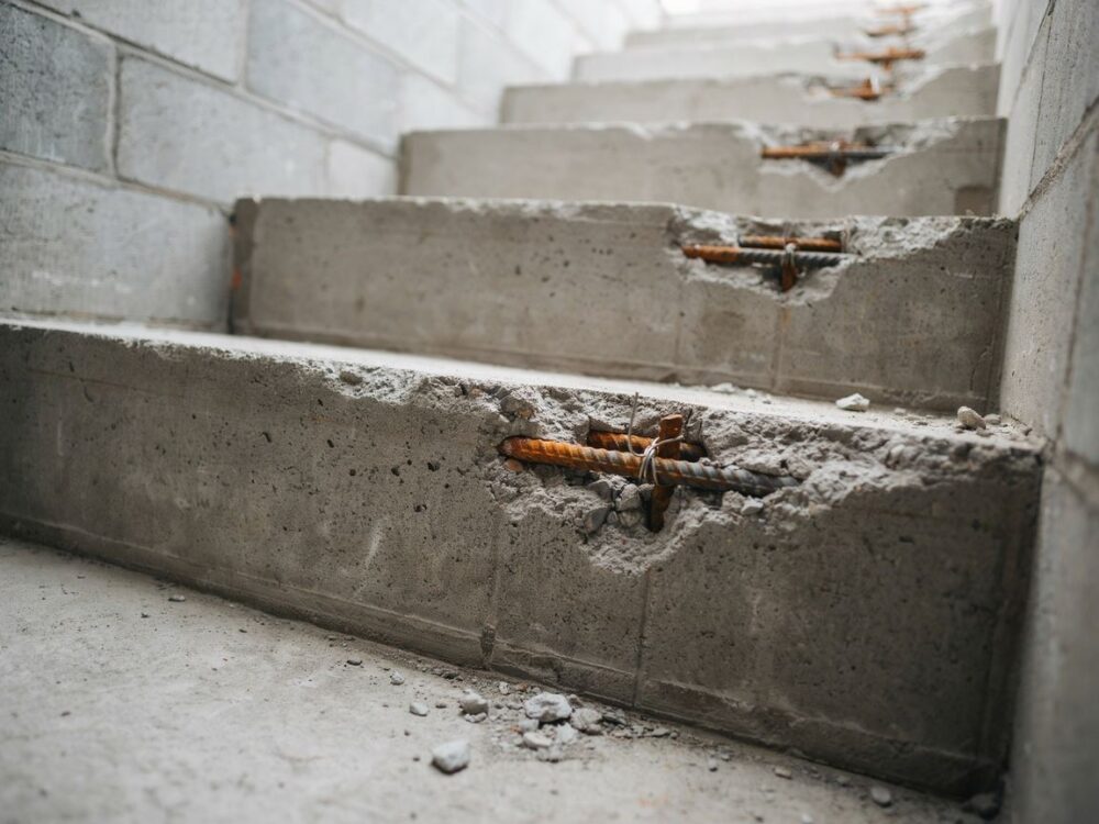 zbrojenie schodów betonowych stalowymi prętami